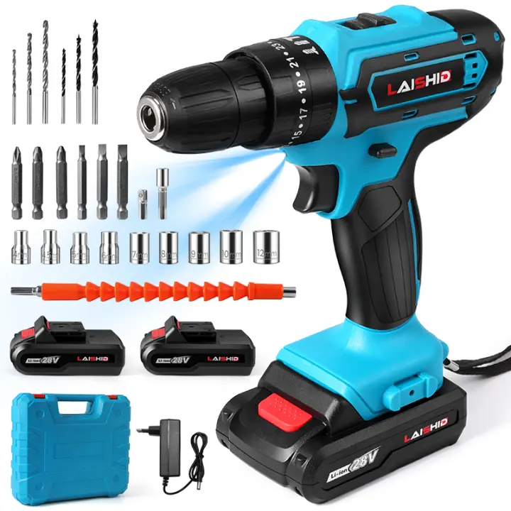 Destornillador inalámbrico de impacto de 21V, taladro de alta velocidad de 1350rpm, batería recargable, herramientas eléctricas para el hogar con brocas ﻿ - 1