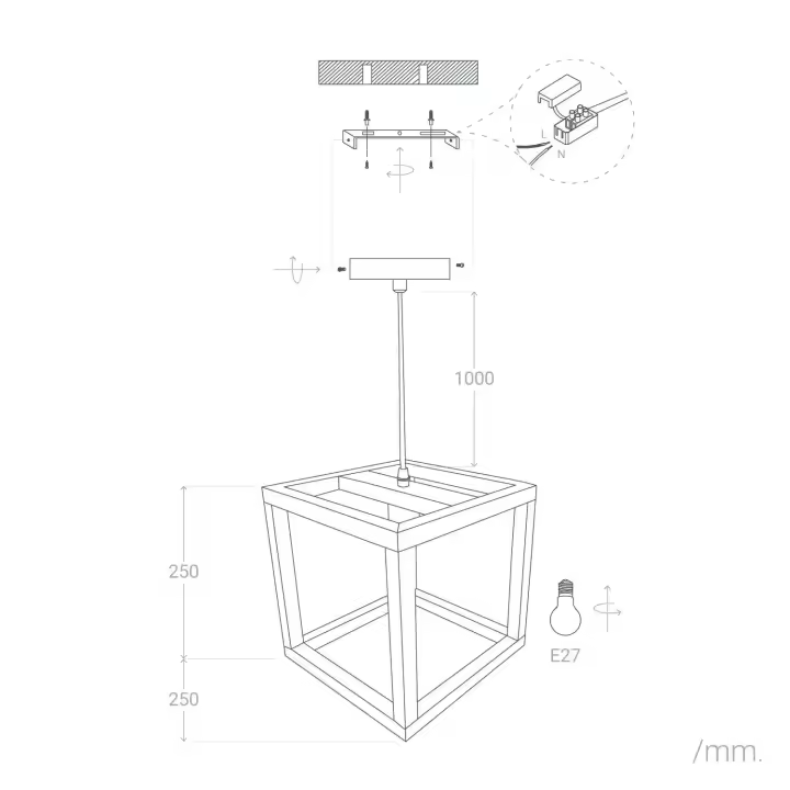 Ledkia Lámpara Colgante de Diseño en Madera Coba con Luz LED E27 - 1