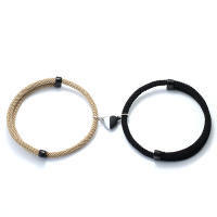 Pareja Romántica 2Pcs Pulsera Ajustable De Hilo Macramé Con Corazón Magnético Para Distancia Compatible Para Hombres Y Mujeres Accesorios De Moda Para Parejas - details 6