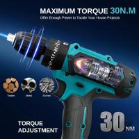 Juego de destornilladores inalámbricos de 28 V, atornillador inalámbrico con 2 baterías de 1300 mAh, taladro inalámbrico de 45 N.m máximo, par de giro a 18+1 niveles, 2 marchas - details 0