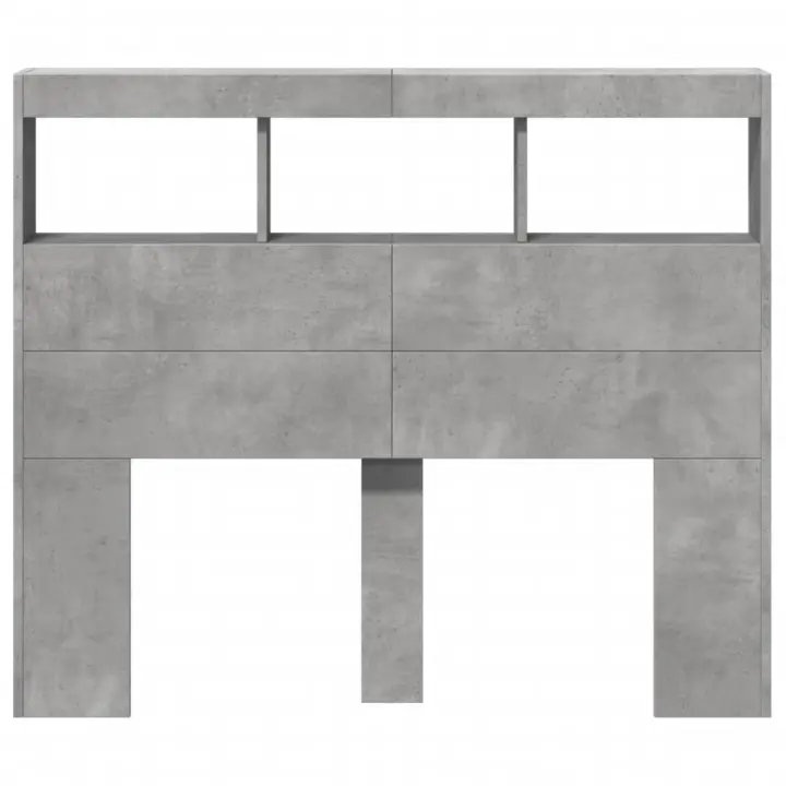 vidaXL Cabecero de cama con luz LED gris hormigón 100x17x102 cm - 1