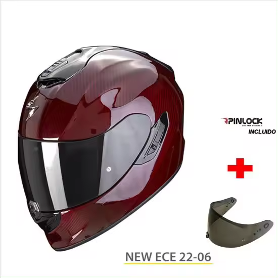 SCORPION EXO-1400 EVO CARBON AIR ROJO+PANTALLA NEGRA ECE 22-06 - 1