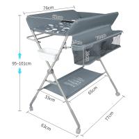 Cambiador de bebé plegable, estación cambiador para bebé portátil, cómoda cambiador con cojín, con ruedas, mesa cambiador móvil con colchón de pañales - details 3