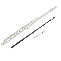 FLUTE SLADE De Plata Con 16 Agujeros Clave Cerrada Echa El E Teclado Para Principiantes Con Kit De Limpieza Estuche Guantes Y Varillas De Ajuste - details 3
