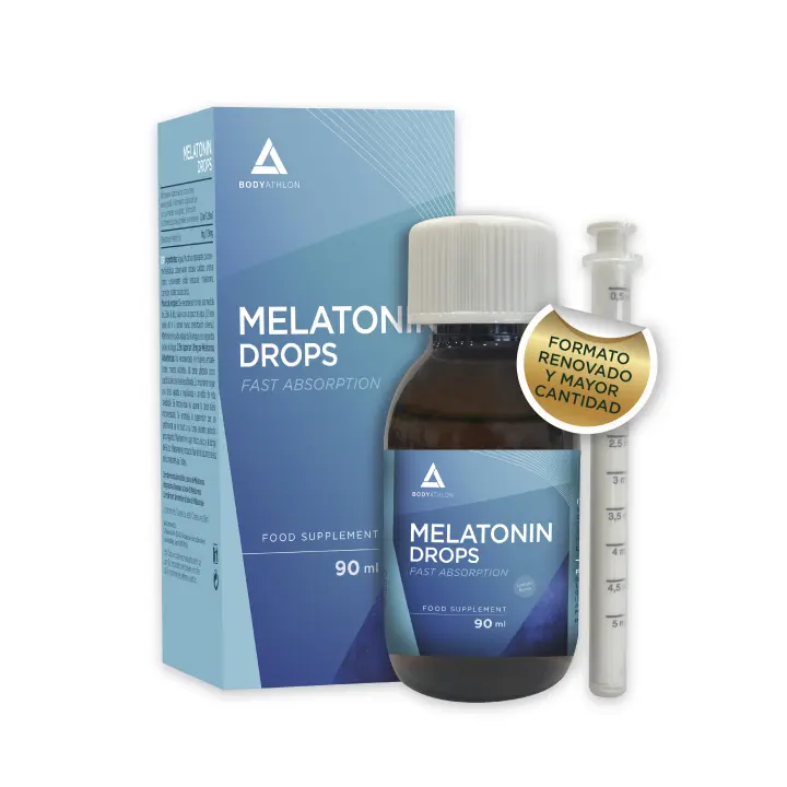 Bodyathlon– 1.9mg Melatonina gotas 90ml– Rápida conciliación del sueño – Melatonina liquida- Efecto rápido y duradero- Sueño profundo y reparador– Duerme bien- Fácil dosificación– Sabor limón– Vegano - 1