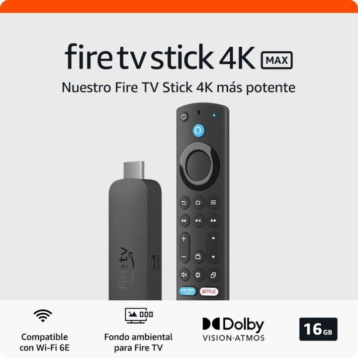 Amazon Fire TV Stick 4K Max (Última generación), Dispositivo de streaming compatible con Wi-Fi 6E y fondo ambiental