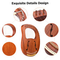 Harpa De Madera Con 16 Cuerdas WH-16 Acero Musical Instrumento De Cuerda Sólido Con Bolsa De Transporte Llave De Ajuste Y Cables De Repuesto - details 5