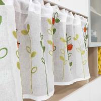 Cortinas De Cocina Lindas Con Bordado De Ladybug Cortas Para Cafe Hoteles Con Bolsillos Para Rodamiento Ventanas Translúcidas De Poliéster Coreanas - details 3