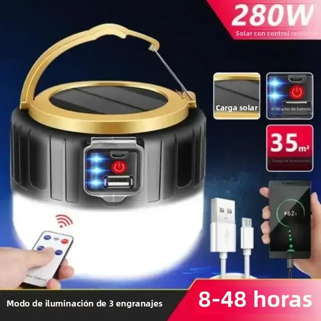 Lámpara De Camping LED De Alta Potencia Recargable Por USBLinterna Portátil Para Acampar Y ExcursionismoIluminación De Emergencia Para BBQ Y Viajes - 1