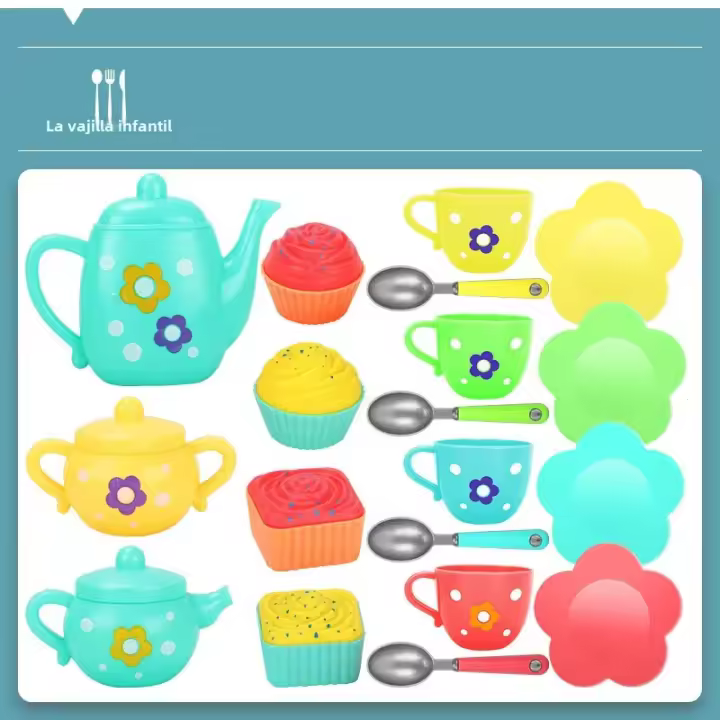 Juego De Té Educativo Temprano Para Niños Con Donuts De Playa Y Tazas Juguetes De Cocina Seguros Para Niños Con Sauceras Y Tazas Llanas Para Juego De Pretensión - 1