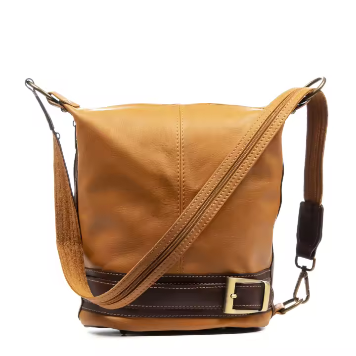 Firenze Artegiani. Alvito bolso bandolera-mochila  Mujer. Piel auténtica-Sauvage. Made in Italy. Vera Pelle Italiana. - 1