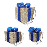 3PCS Caja De Regalo Navideña Con Luz Y Lazo LED Decoración Festiva Para Interior Y Exterior Material Plástico - details 2