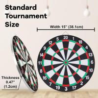 Juego de dardos, juego de dardos de doble cara de 15 pulgadas con 6 dardos de acero y plástico, artículos para adultos, bares, salas de juegos, salas de billar, deportes de ocio familiares - details 6