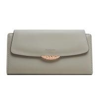 Cartera Larga Preppy Estilo Japón Y Corea Pequeña Fresca PU Con Hebilla De Hoja Color Sólido Cierre De Cremallera Doblete Para Documentos Y Tarjetas - details 3