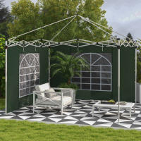 Outsunny Paredes Laterales para Carpa de 2 Paneles 295x195 cm Cortina Lateral de Tela Oxford con Ventana Enrollable y Puerta con Cremallera para Carpa 3x3 m o 3x6 m - details 1