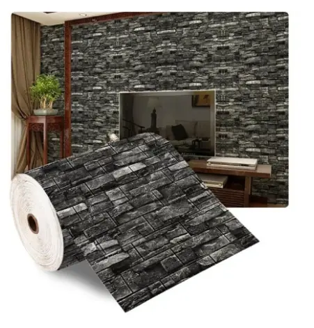 Papel Tapiz De Pared 3D De Espuma Suave En Forma De Ladrillo 2 Metros Autoadhesivo Para Decoración De Sala De Estar Cocina Baño - 1