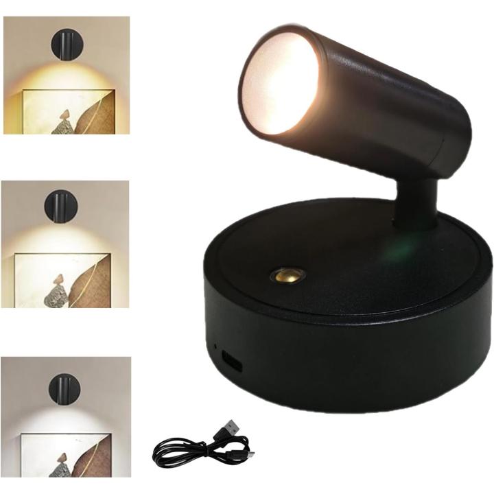 Focos recargables para plantas de interior, rotación de 360°, luz LED inalámbrica para plantas, luz de techo a batería para obras de arte, pinturas y árboles.