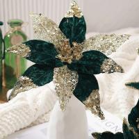 Adorno De Navidad Flor De Oro Y Verde Para Árbol De Navidad Decoración De Casa Fiesta De Año Nuevo Regalo De Navidad Flores Artificiales - details 5