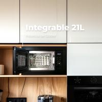 EVVO Microondas integrable Mi30 Black, 21L de Capacidad, Grill 1000W, Puerta y Marcos Efecto Brillante, Multifunción - details 0