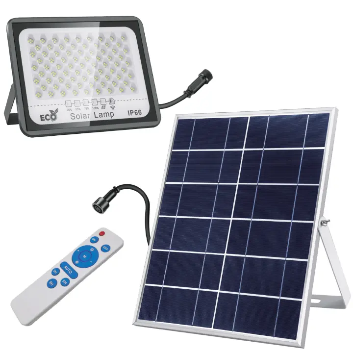 Kit Solar Compuesto de  Placa Solar y Foco LED,  Equipo Impermeable  Nivel IP66  Kit Solar Autoconsumo,  Temperatura Color 6000K-6500K,  20W - 1