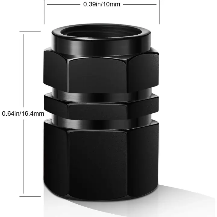 8 paquetes de tapas de válvula de neumático de aluminio con junta, cubiertas de válvula hexagonales universales de repuesto para automóviles, SUV, bicicletas, motocicletas (negro) - 1