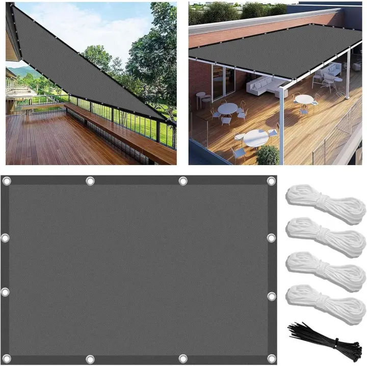 Toldo Vela de Sombra 6metros cuadrados Rectangular Impermeable Toldos Exterior Terraza Protección Rayos UV Resistente al Desgarro para Terraza Balcon Patio Exteriores Jardín con Ojales y Cuerdas de Fijación - 1