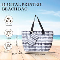 Bolso de playa plegable grande con cremallera - Bolso de hombro ligero y duradero con monedero incluido, ideal para compras, camping y viajes, diseño de hojas tropicales impreso, múltiples colores disponibles - details 1