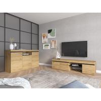 Skraut Home - Set modelo Naturale, para Salón Comedor, Mueble Auxiliar,  Conjunto de muebles compuesto por 1 Buffet y 1 Mueble tv,  fabricados en Melamina color Roble/Negro Nórdico - details 2