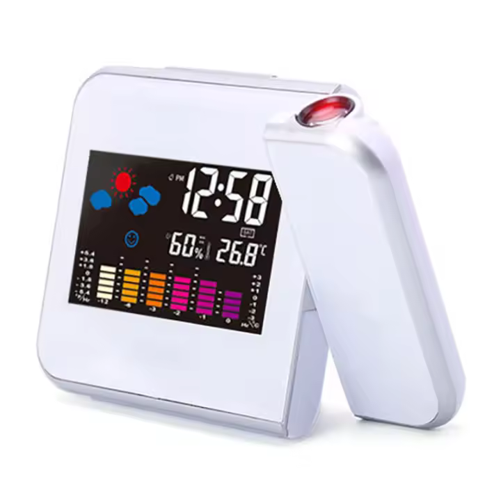 Despertador con proyector de Luz LED, Estación meteorológica para Mesilla de noche con función de Reloj, Climate, temperatures, Pantalla digital LCD - 1