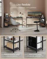 Escritorio Moderno con 2 Estantes Ajustables Izquierda o Derecha, Mesa de Trabajo para Salón y Oficina, Estructura de Acero, Blanco o Negro, 140x60x90 cm - details 8