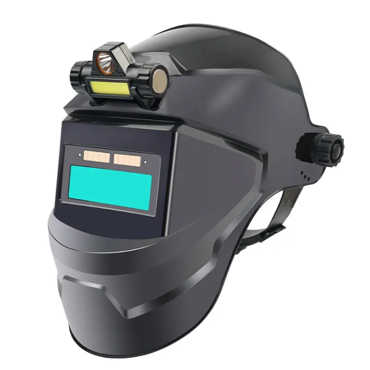 Nuevo casco de soldadura mejorado con luz, protector facial para soldar con protección de atenuación automática/resistente al calor, pantalla de soldadura transparente con pantalla LCD de oscurecimiento automático, kit de capucha de pulido para hombres - 1