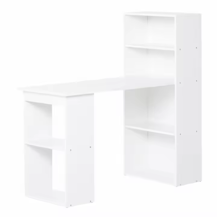 HOMCOM Escritorio Mesa de Cocina con Estante Mesa para Ordenador Mesa de Trabajo Mesa para Ordenador Portátil Estante de Oficina Blanco 120 x 55 x 120 cm - 1