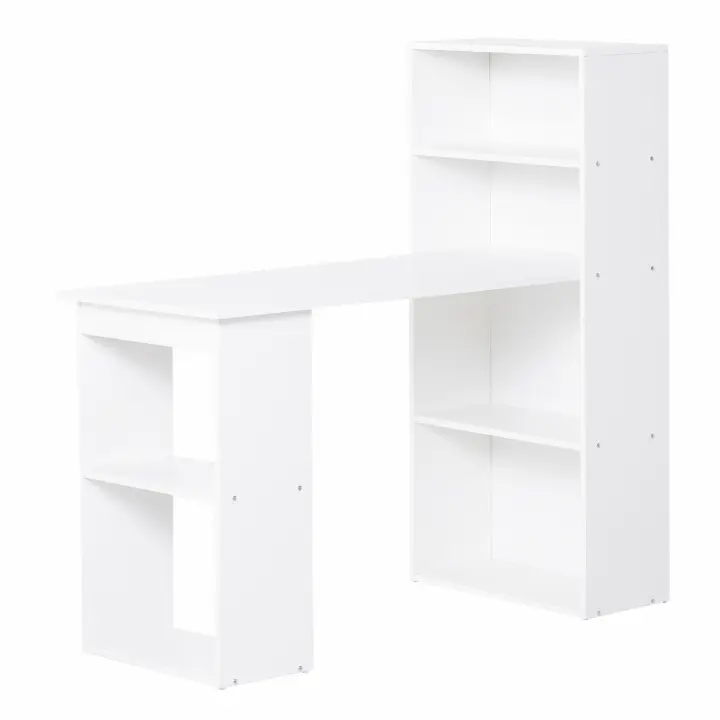 HOMCOM Escritorio Mesa de Cocina con Estante Mesa para Ordenador Mesa de Trabajo Mesa para Ordenador Portátil Estante de Oficina Blanco 120 x 55 x 120 cm - 1