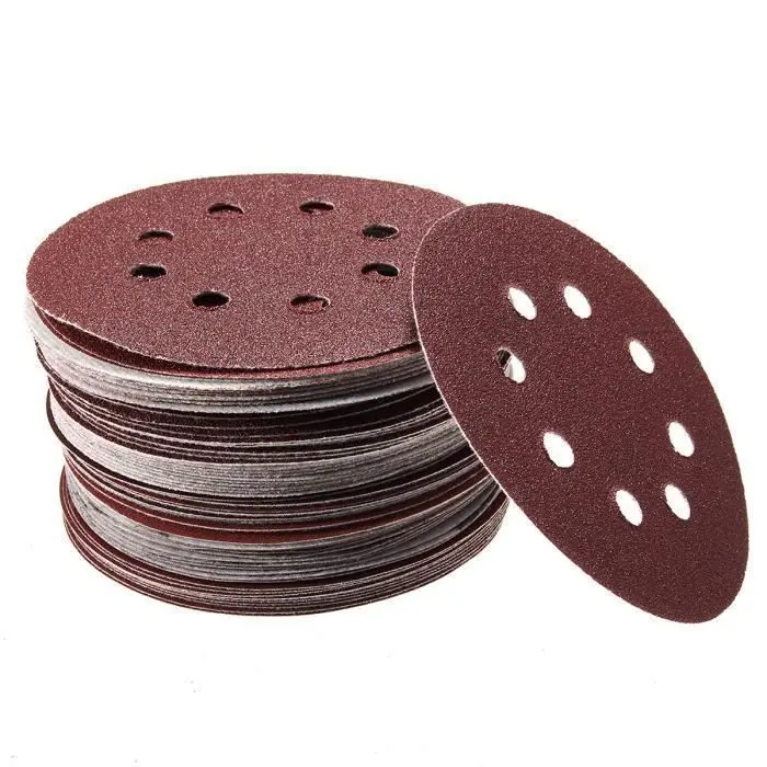 Discos de Lija para pulir, 60 unidades, 125mm, 8 tacos, Triga 60 #-320 # - 1