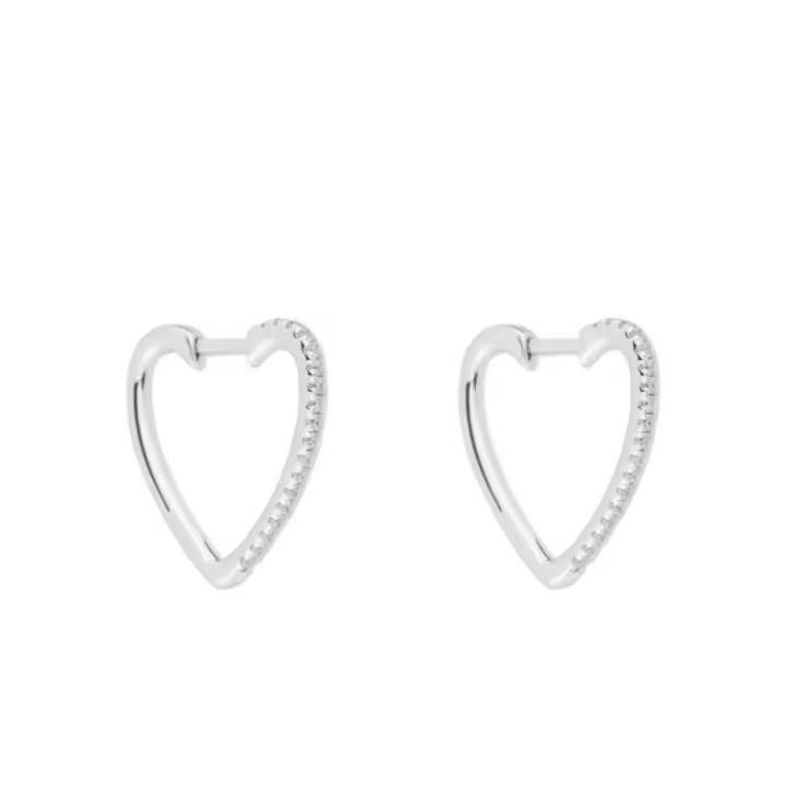 CHIGUAGUA Pendientes de Plata 925 en Forma de Corazón con Circonitas, 19.5 mm, Plateado, Ref: CHP153416A - 1