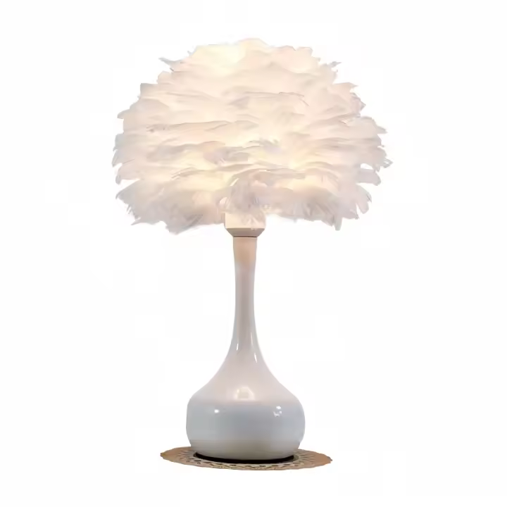 Lámpara de Mesa Moderna y simple, Luz de noche Blanca Romántica para dormitorio, Luz decorative para habitación de niña (Luz Cálida) - 1