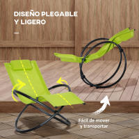Outsunny Tumbona Mecedora de Jardín con Reposacabezas Extraíble Sillón Tumbona Ergonómica de Exterior Plegable Tela de Texteline para Patios Piscina al Aire Libre 154x80x84 cm - details 4