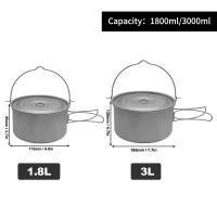 Olla De Titanio Ultraligera De 1.8L/3L Con Tapa Y Mango Plegable Para Camping Y Senderismo Al Aire Libre Picnic - details 3