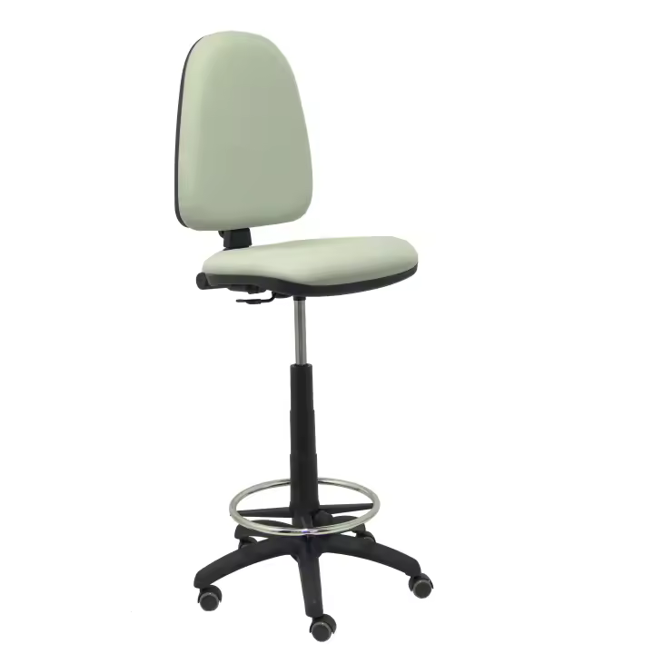 Taburete Piqueras Y Crespo Ergonómico con Ruedas de Parqué y Aro Reposapiés Cromado - 1