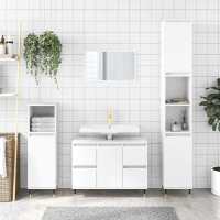 vidaXL Mueble de baño madera de ingeniería 80x33x60 cm en color Roble Sonoma/Madera antigua/Blanco brillante y más | almacenamiento funcional diseño moderno para baño dormitorio sala - details 2