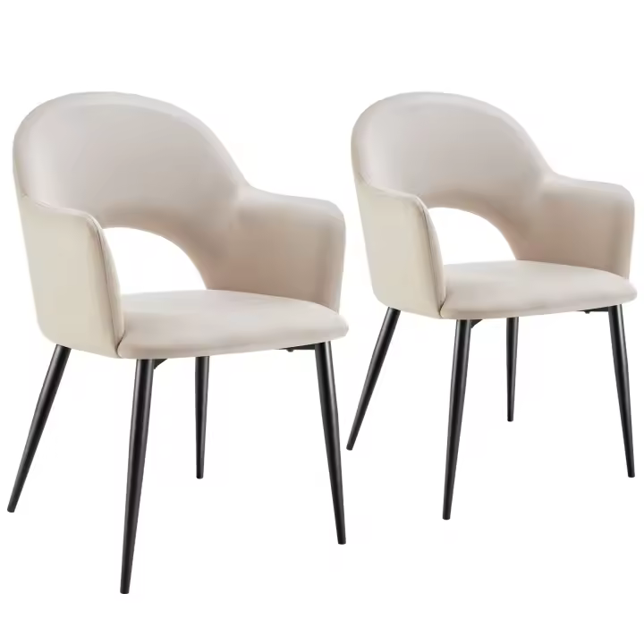 Tectake - Juego de sillas de comedor SACHEL 57 x 61,5 x 87,5 cm, Aspecto terciopelo, Diseño acolchado y elegante, Patas de acero, Asiento ergonómico, Set de sillas para salón, comedor o cocina, Montaje rápido, Soporta hasta 120 kg - 1