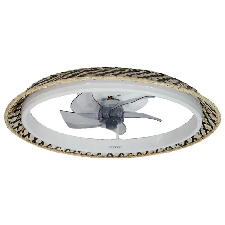 Cecotec Ventilador de Techo con Luz  LampAero 610 Natural Design. Motor DC 20W, luz LED, 5 aspas 17 pulgadas - 1