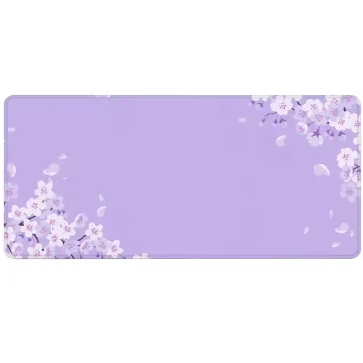 Mantel De Escritorio Lindo En Púrpura Con Flores De Sake Lilas Lavanda Pastel Kawaii Tamaño XXL 900x400 Para Ratón Y Teclado - 1