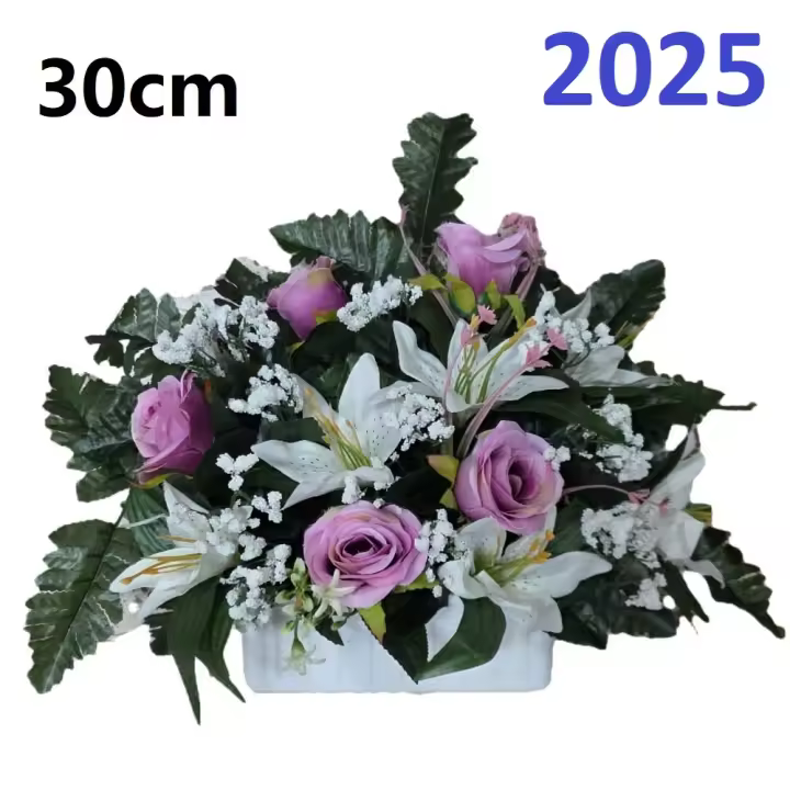 Flores artificiales para cementerio,Centro Flores para santos duraderas de tela con maceta,Gerimport,Envios desde España - 1
