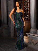 Vestido Largo Sin Mangas De Noche Verde Con Lentejuelas Para Mujer Vestido De Fiesta De Promoción Estilo Maxi Sin Corbata - details 0