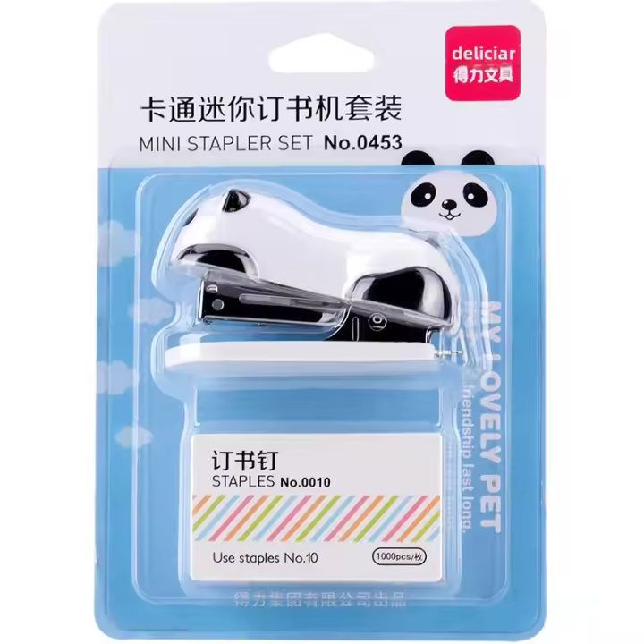 DELI Mini Stapler Cartoon Juego De Estornudos Con 1000 Piezas De Tornillos No.10 Suministros De Oficina Y Escuela Maquinaria De Estornudos Manual - 1