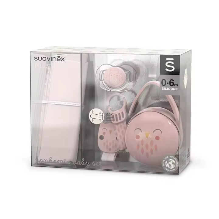 Suavinex Set Regalo Bonhomia Con Chupete Portachupetes Broche y Paño de Muselina - 1