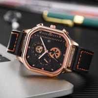 Reloj De Cuarzo Para Hombre Con Correa De Cuero Moda Casual Cuadrado Regalo Ideal Reloj De Pulsera Para Novio Sin Impermeable - details 4