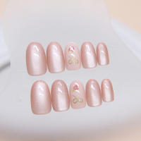 Uñas Postizas De Pestaña De Gato 24 Pcs Con Lazo Frescas Y Deliciosas En Forma De Fresa Mediana Elliptical Desmontables Para Fiesta - details 3