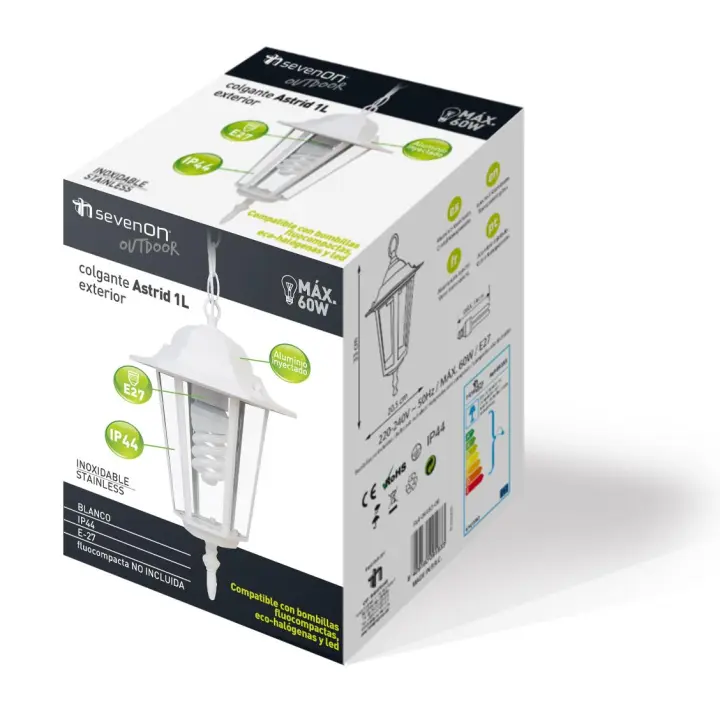 APLIQUE EXTERIOR TECHO BLANCO 1 LUZ BOMBILLA NO INCLUIDA ASTRID CJ.1 - 1